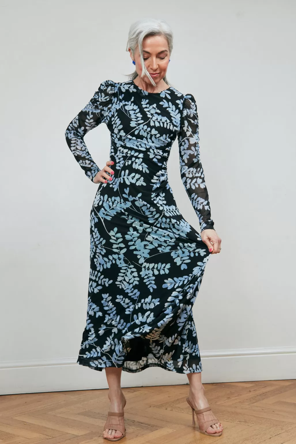 Fabienne Chapot Bella Black & Cornflower Blue Midi Dress