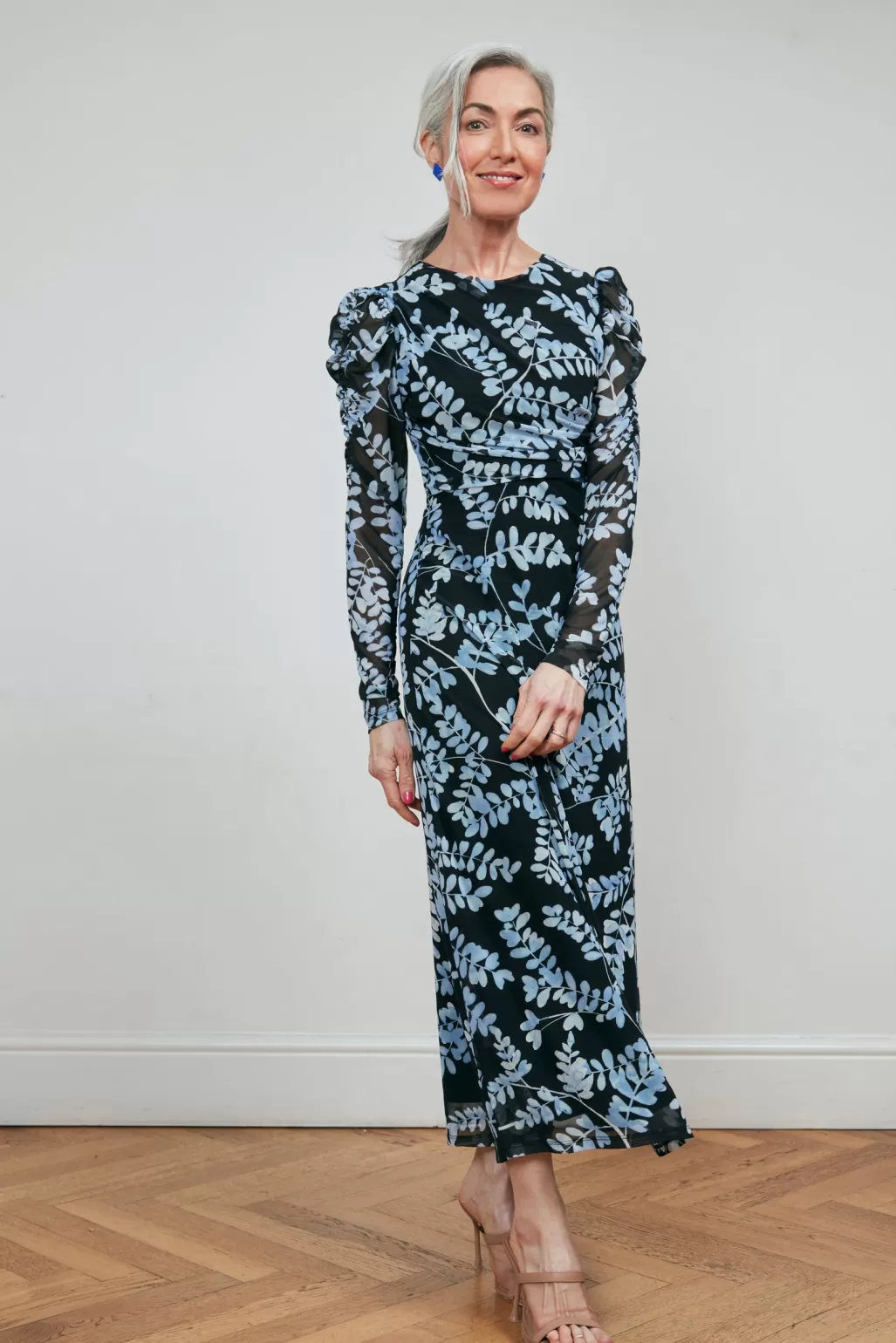 Fabienne Chapot Bella Black & Cornflower Blue Midi Dress