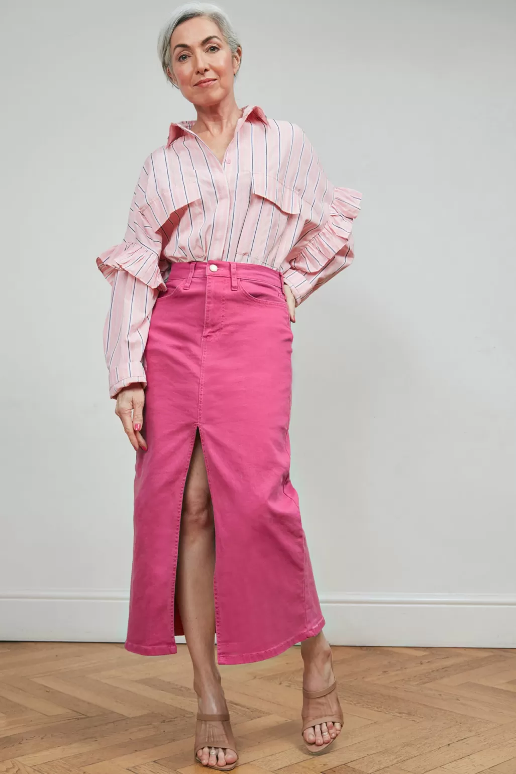 Fabienne Chapot Carlyne Denim Pink Midi Skirt