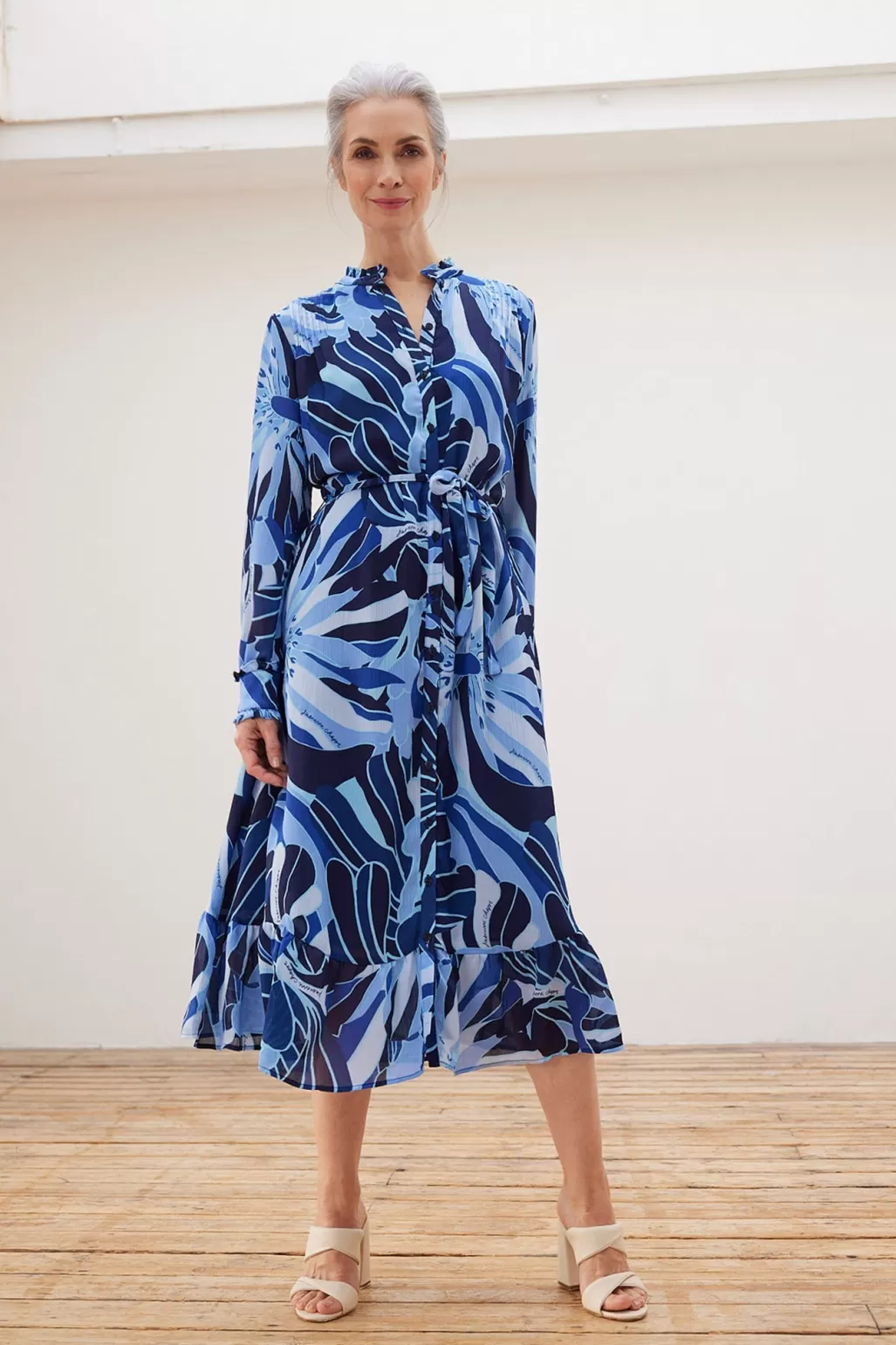 Fabienne Chapot Marina Riviera Blue Floral Midi Dress