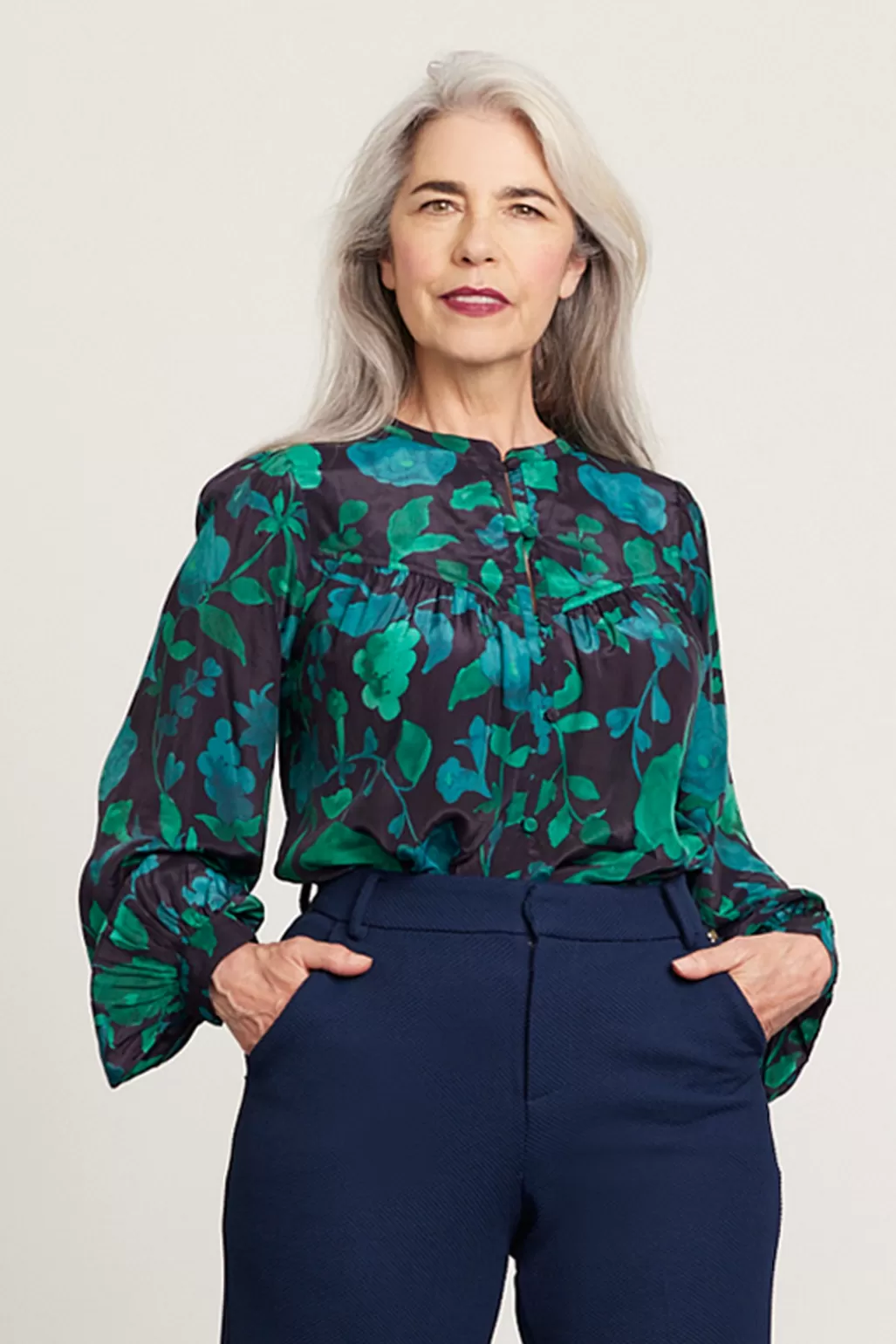 Fabienne Chapot Resa Teal Floral Blouse