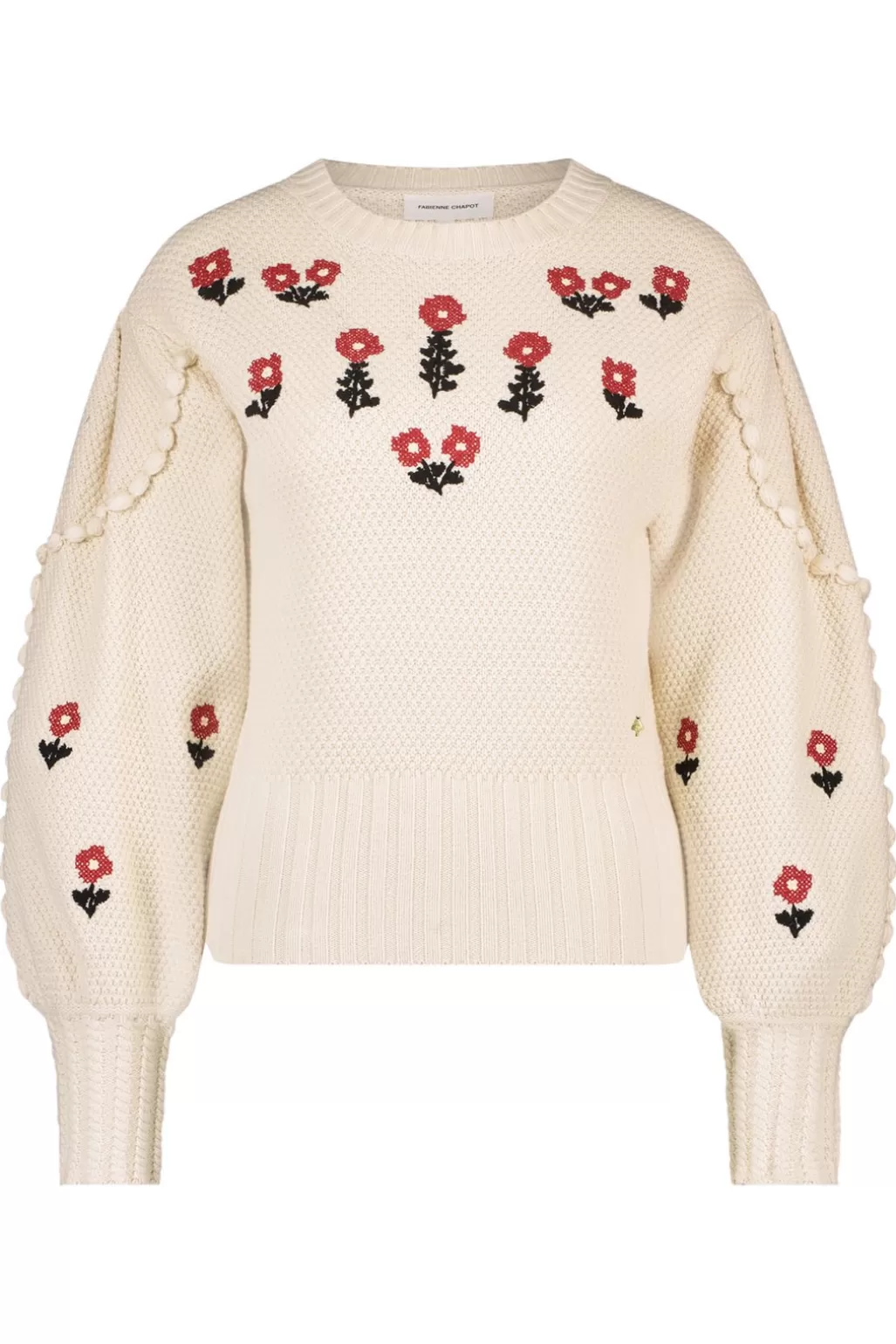 Fabienne Chapot Rizo Floral Embroidered Cream Jumper