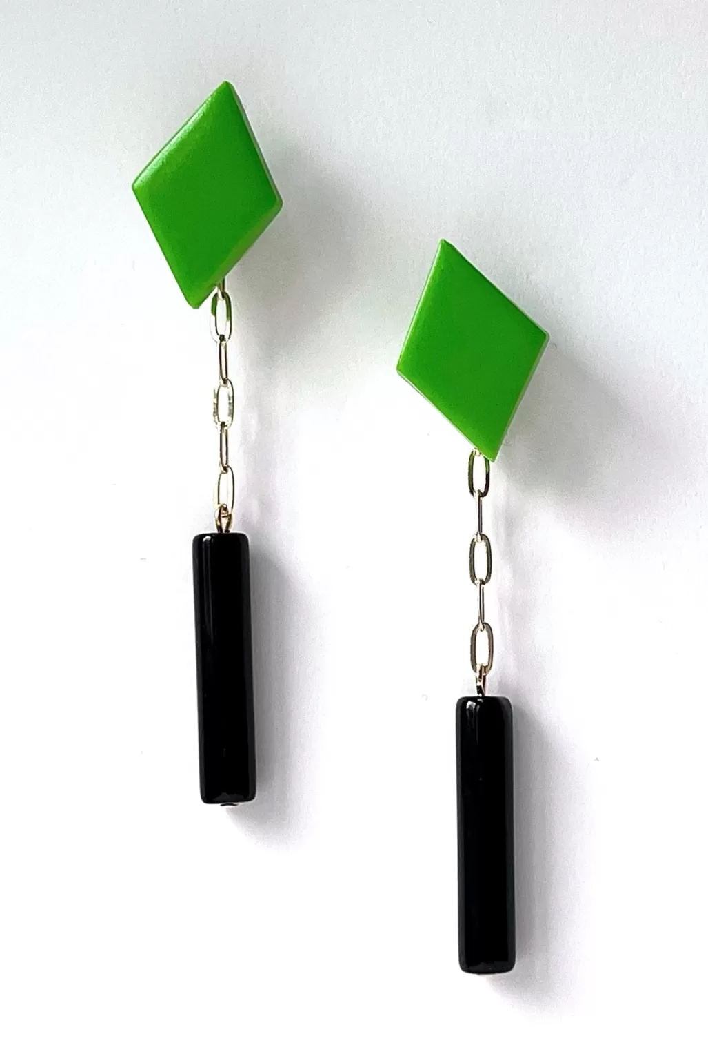 Hattie Buzzard Gaia Spring Green With Black Beads 2-in-1 Earrings