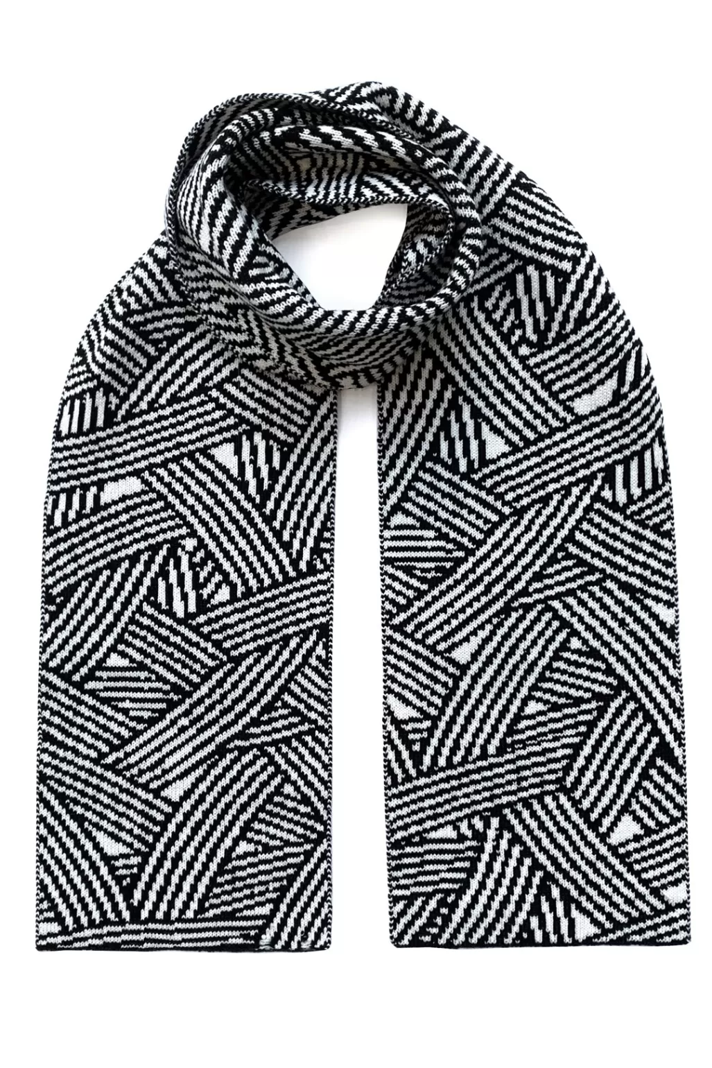 Ingmarson Geometric Wool & Cashmere Black Scarf