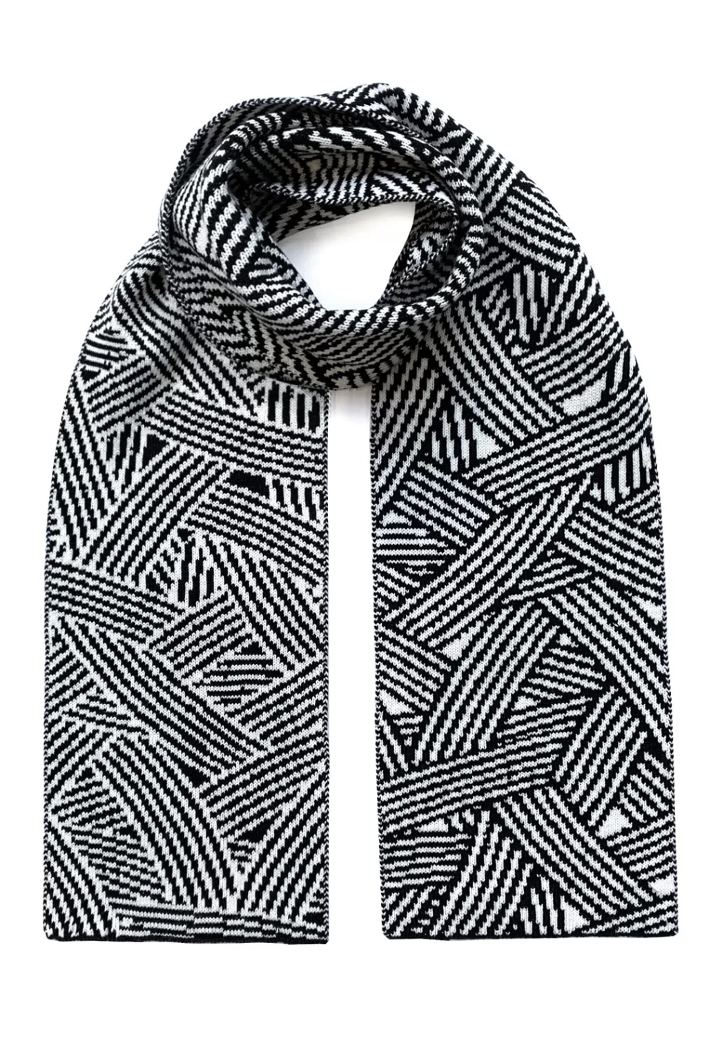 Ingmarson Geometric Wool & Cashmere Black Scarf