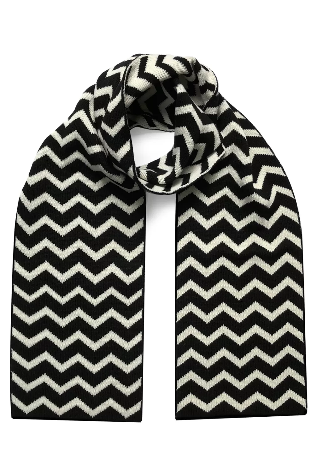 Ingmarson Chevron Wool & Cashmere Black Scarf