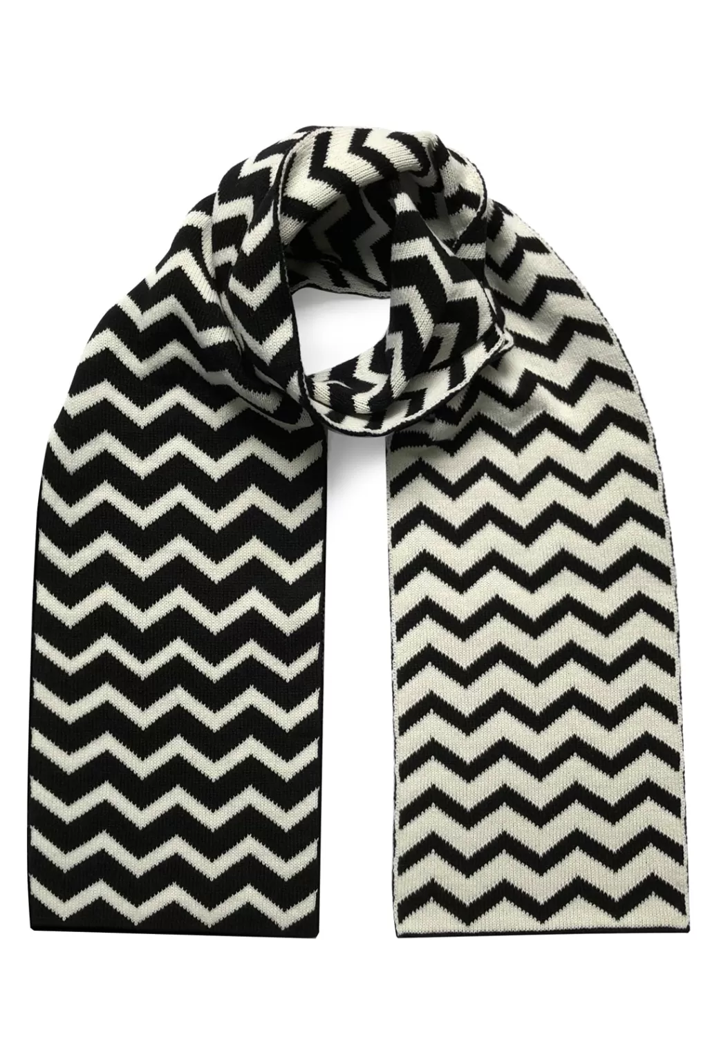 Ingmarson Chevron Wool & Cashmere Black Scarf