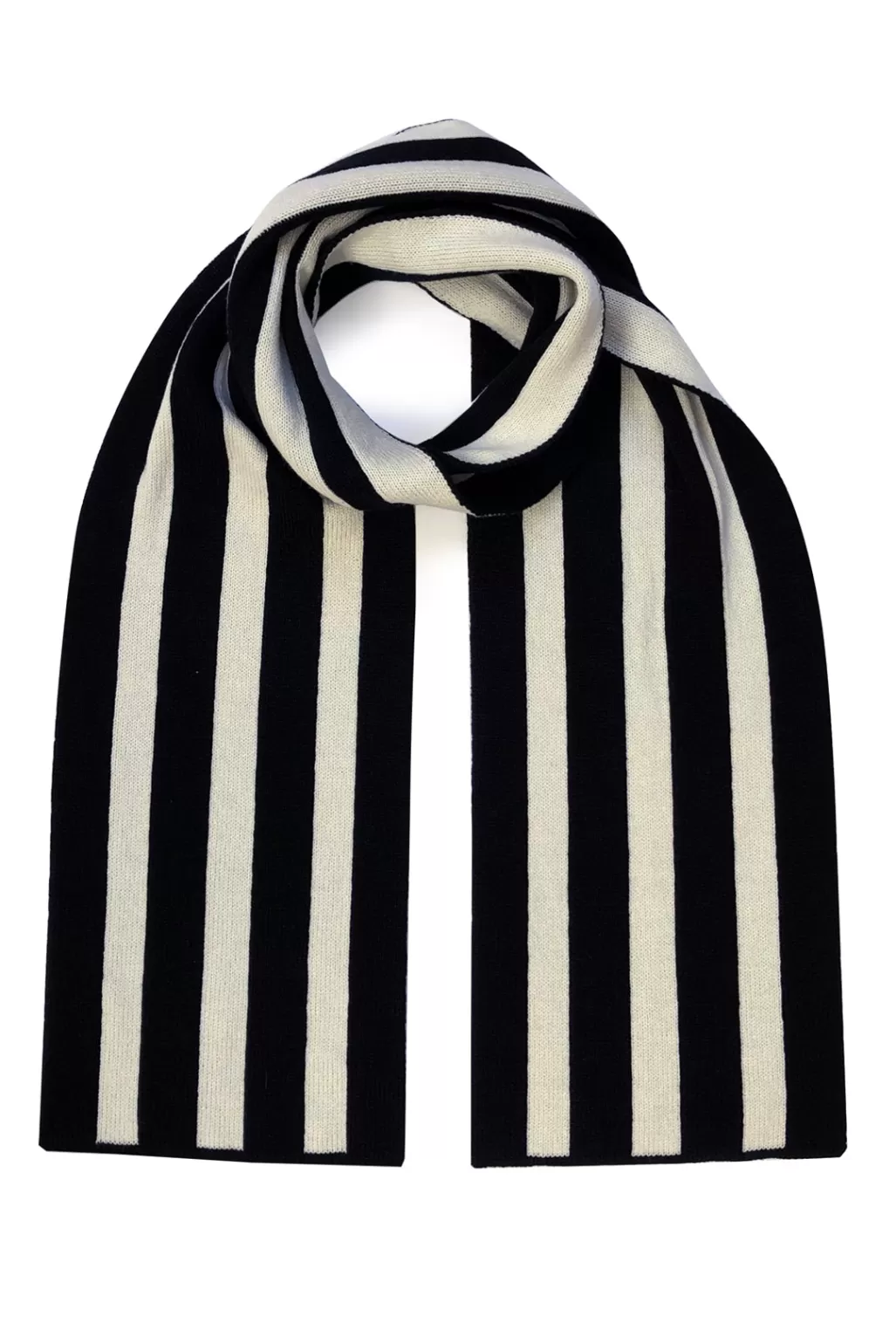 Ingmarson Striped Wool & Cashmere Black Scarf