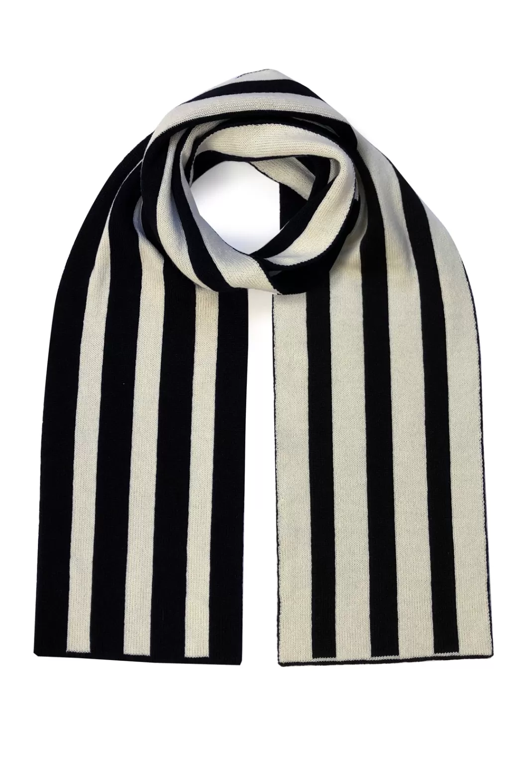 Ingmarson Striped Wool & Cashmere Black Scarf