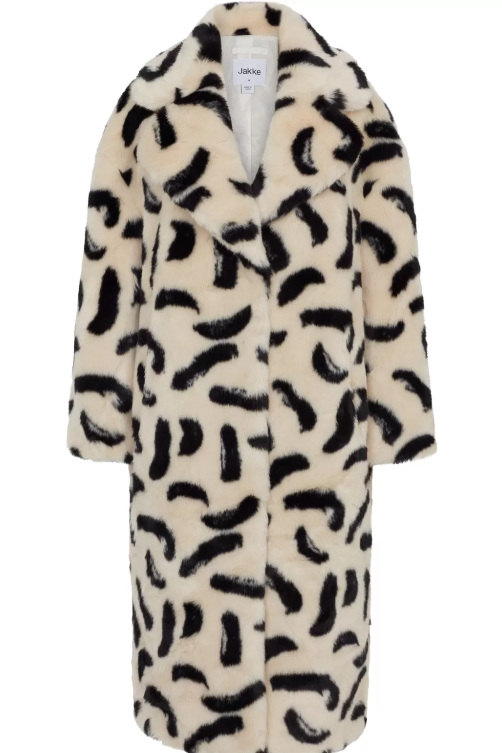 Jakke Katie Paintbrush Print Long Faux Fur Coat