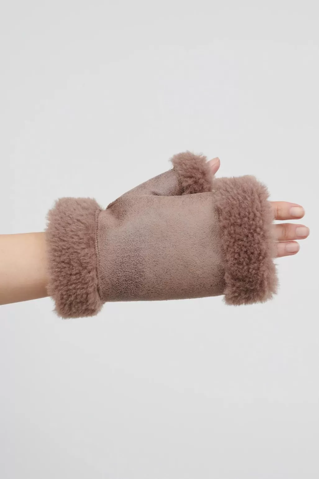 Jakke Sandy Faux Fur Fingerless Mushroom Mittens