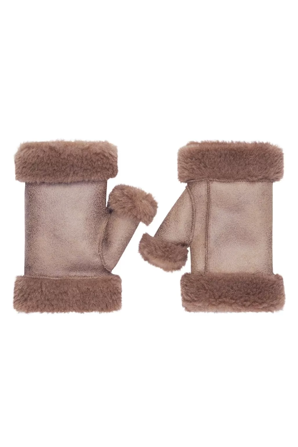 Jakke Sandy Faux Fur Fingerless Mushroom Mittens