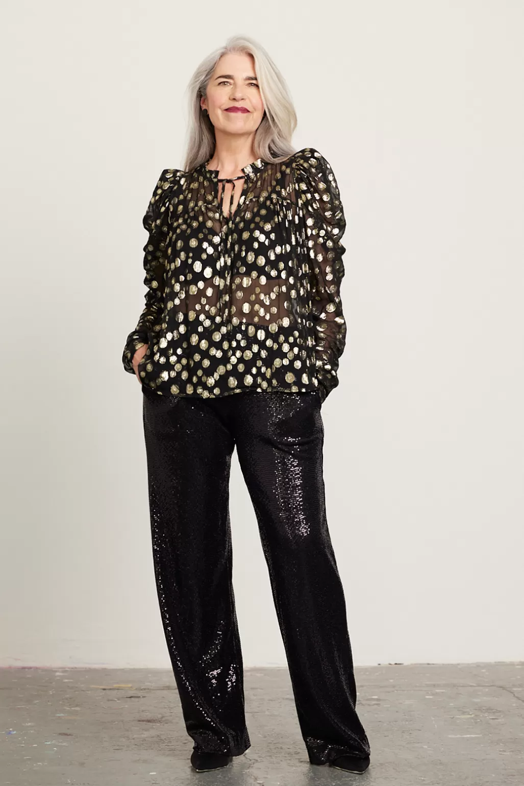 Jeff Rihana Black Sequin Trousers