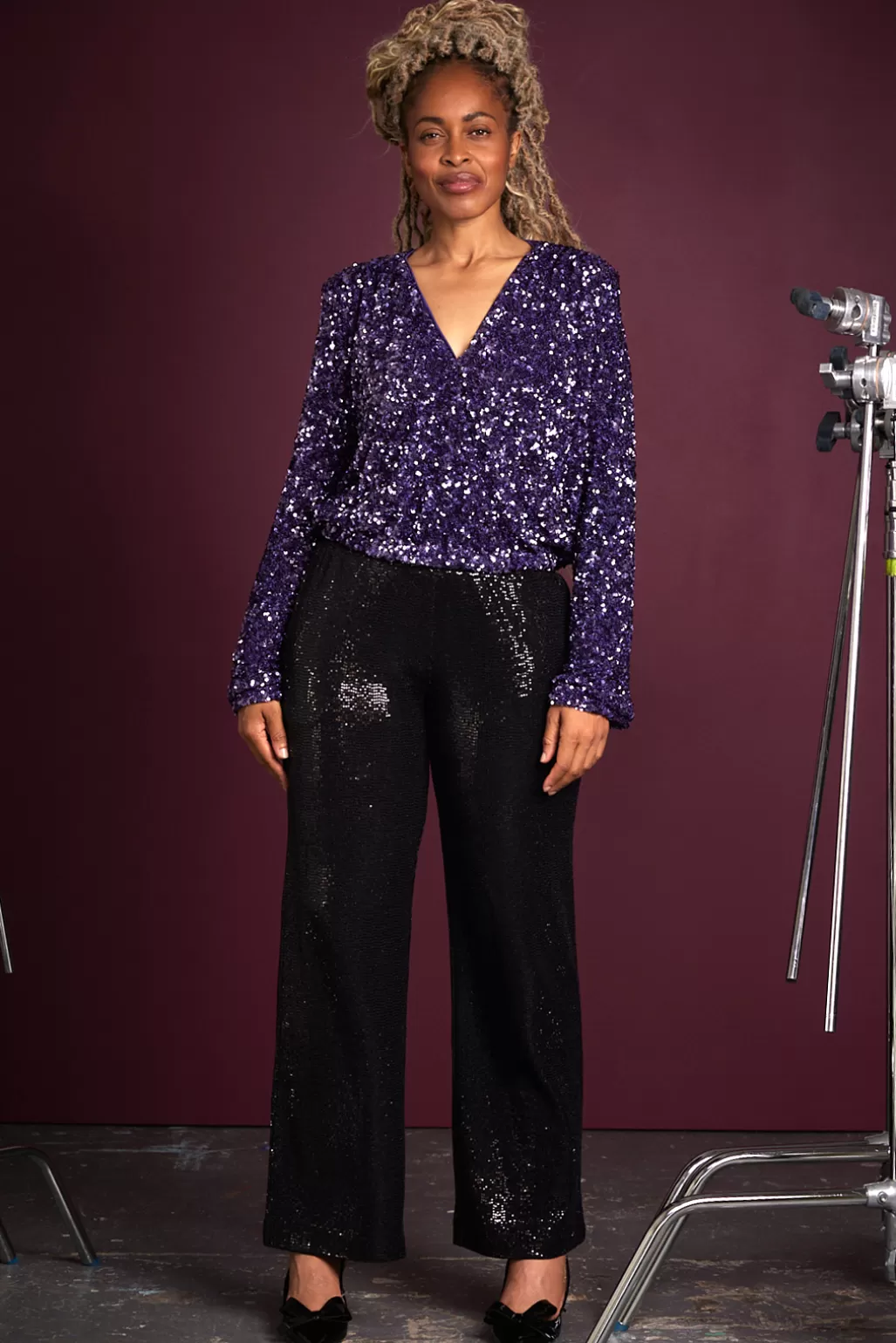 Jeff Rihana Black Sequin Trousers