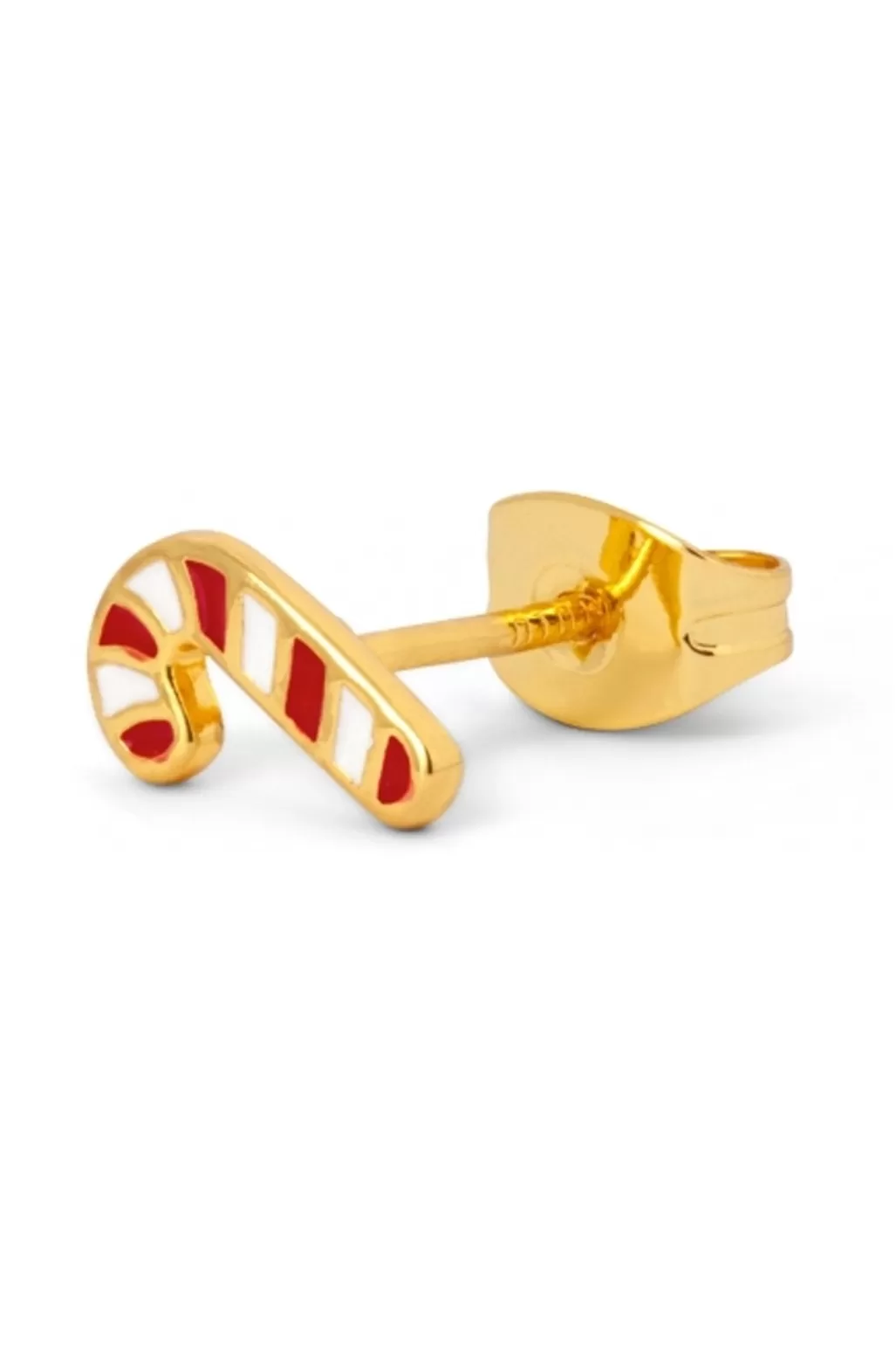 Lulu Copenhagen Green Tree & Sugar Cane Gold Stud Earrings (available Individually Or As Pair)