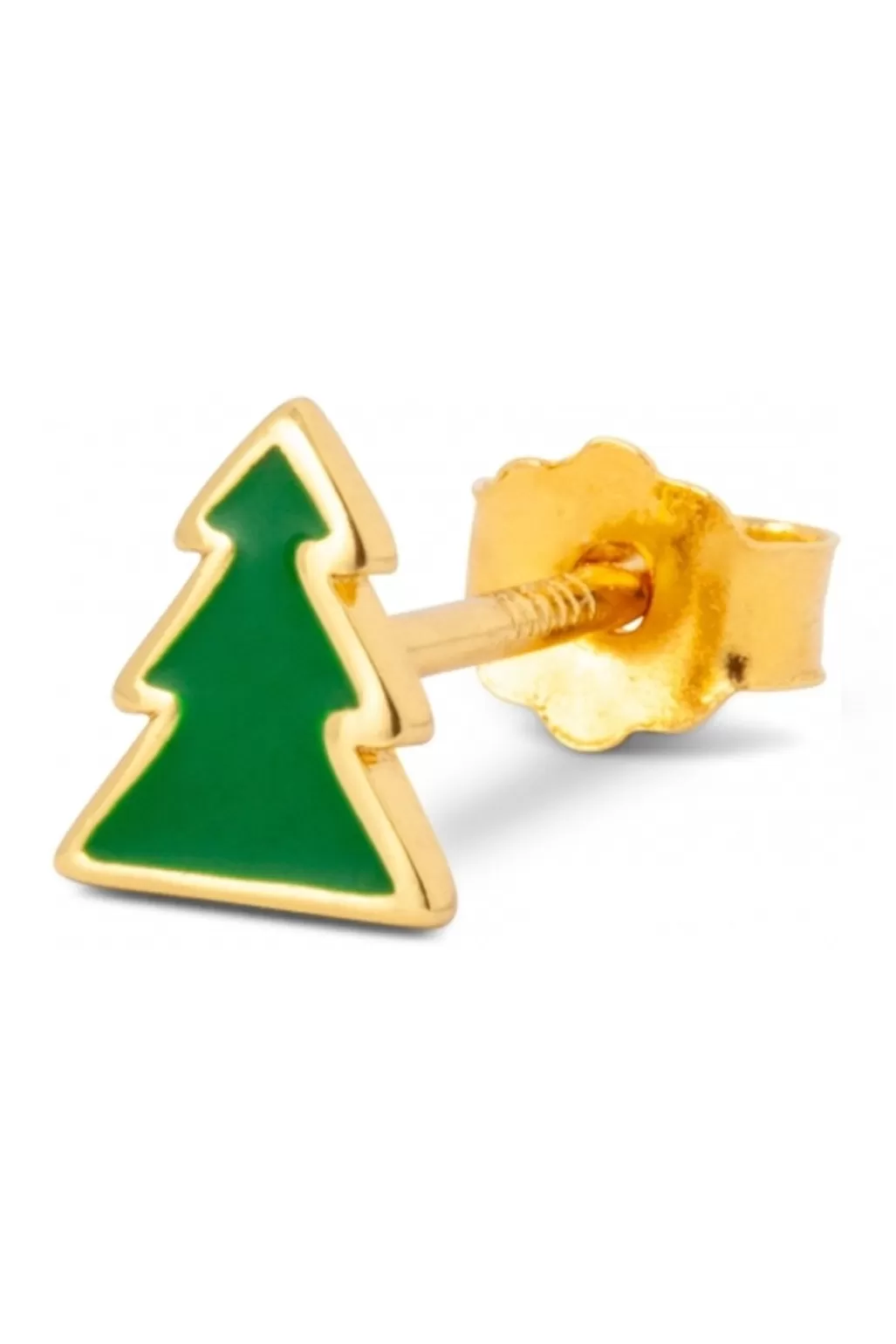 Lulu Copenhagen Green Tree & Sugar Cane Gold Stud Earrings (available Individually Or As Pair)