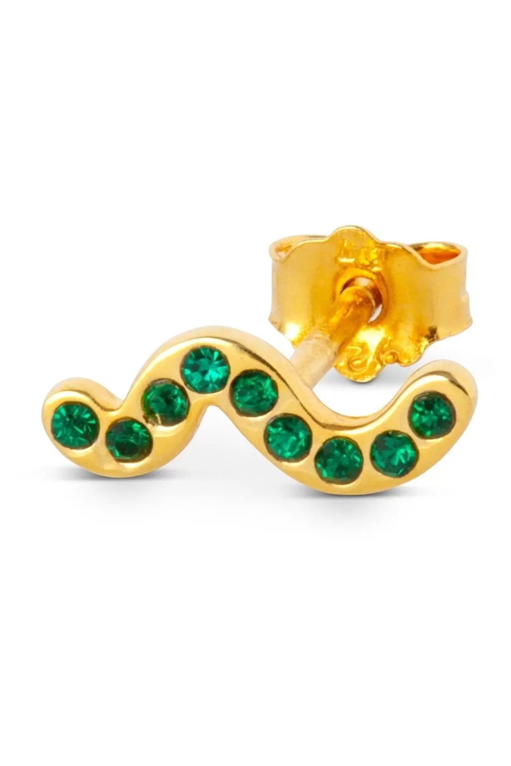 Lulu Copenhagen Snaky Emerald & Gold Stud Earrings