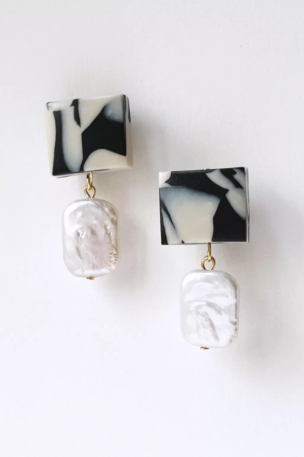 Hattie Buzzard Mini Bon Bon Marble Monochrome Drop Earrings