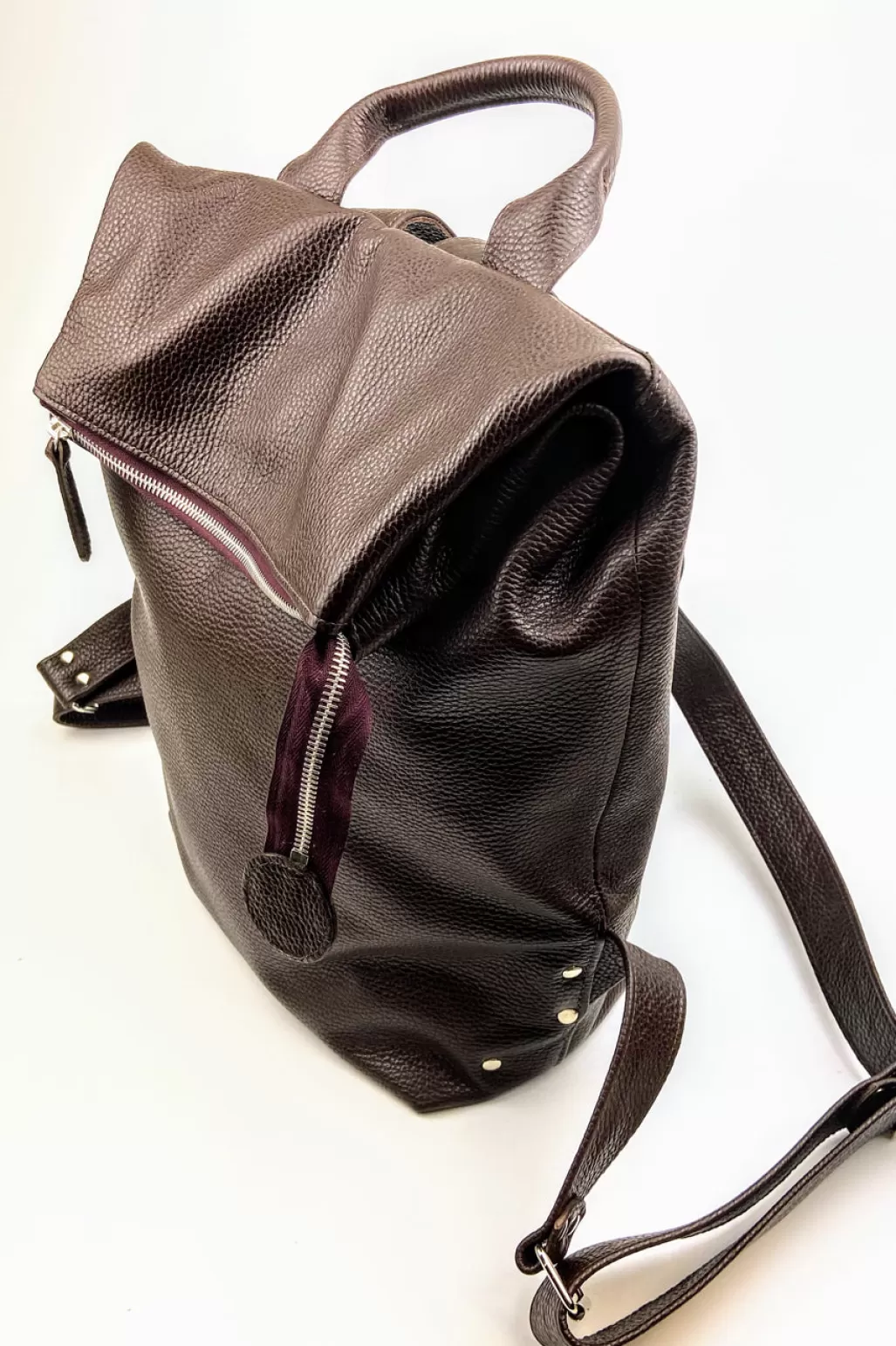 Coco Barclay Nancy Chocolate Pebble Leather Rucksack