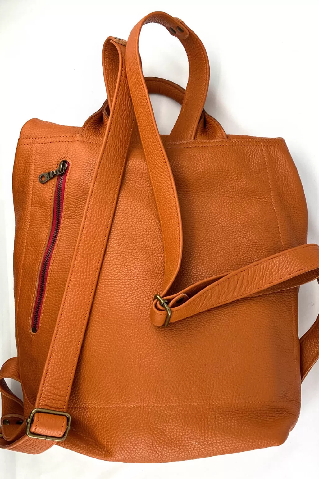 Coco Barclay Nancy Orange Pebble Leather Rucksack