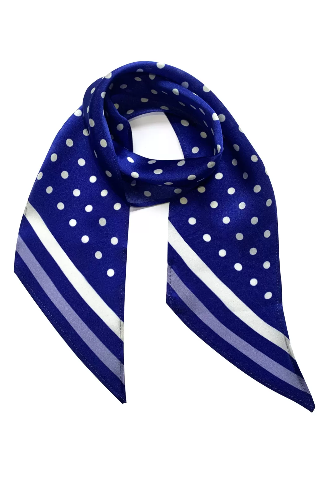 Ingmarson Polka Dot Cobalt Blue Silk Neck Scarf