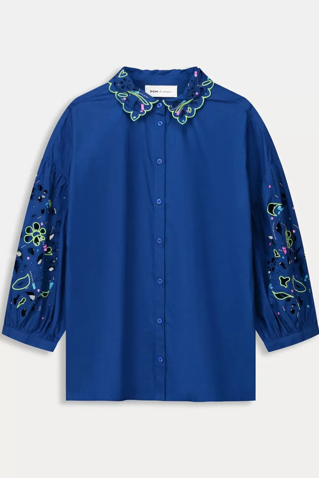 POM Amsterdam Embroidery Ink Blue Blouse