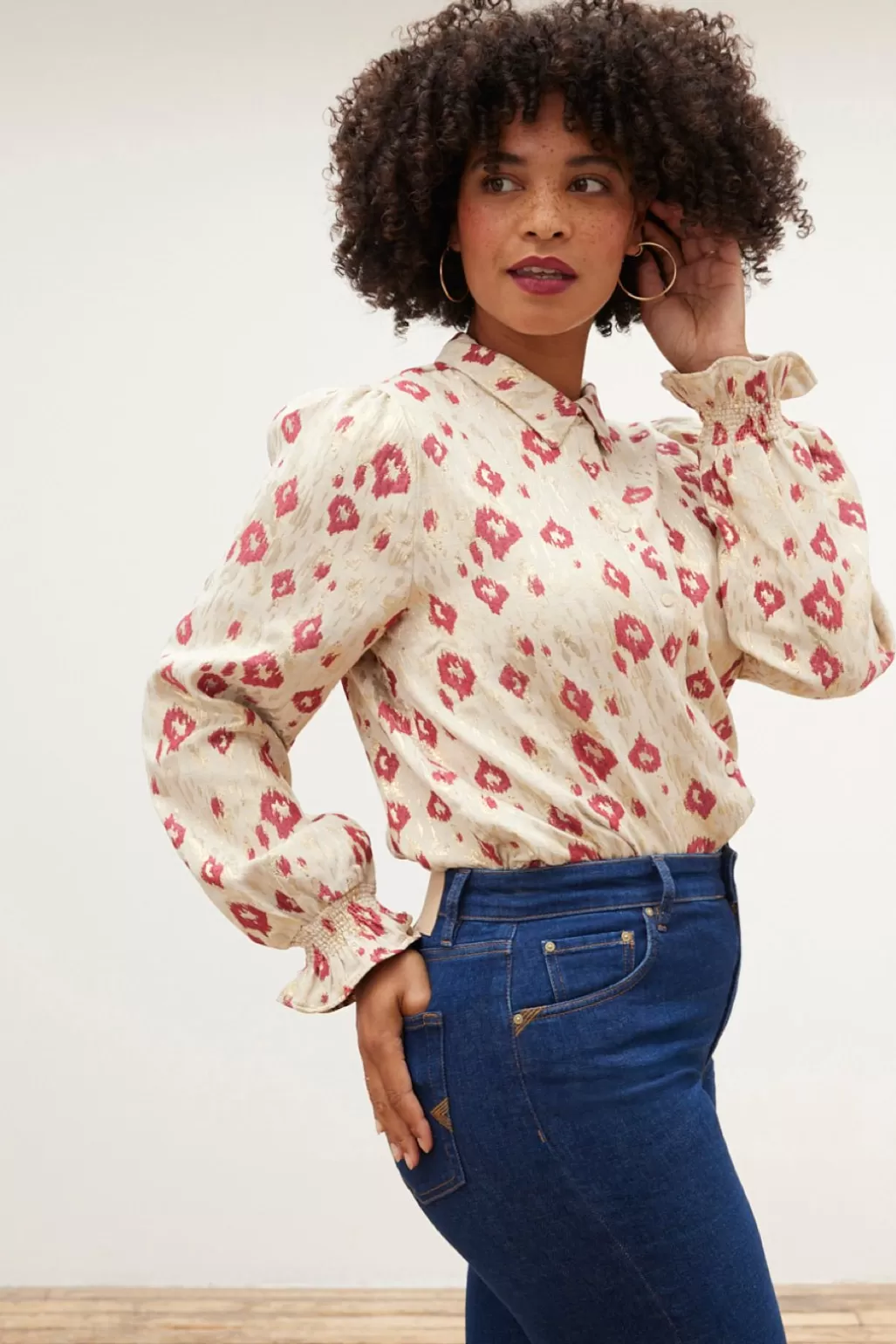 POM Amsterdam Leopard Print Shimmer Blouse