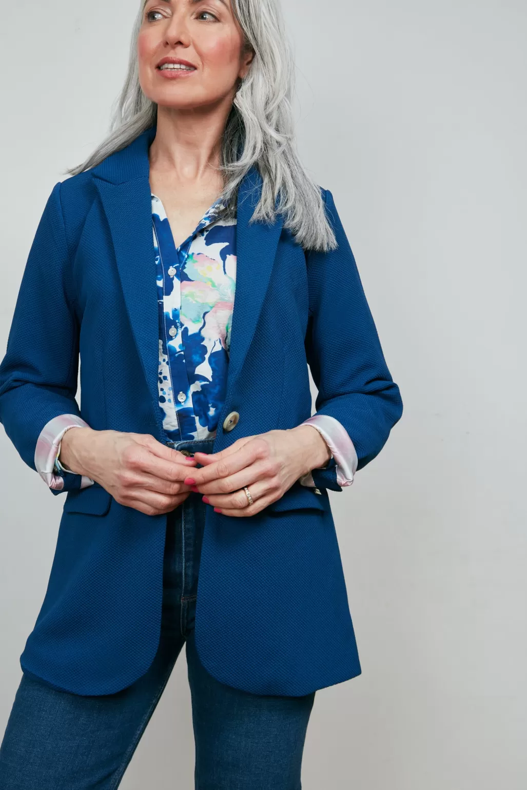 POM Amsterdam Pique Ink Blue Blazer