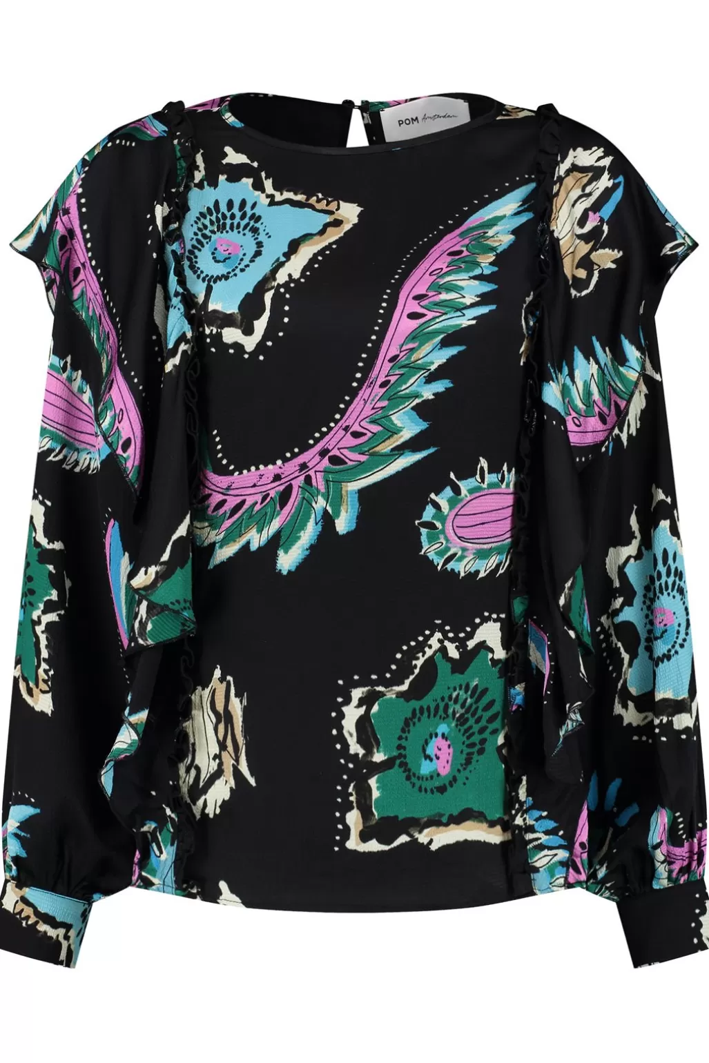 POM Amsterdam Tides Deep Black Printed Top