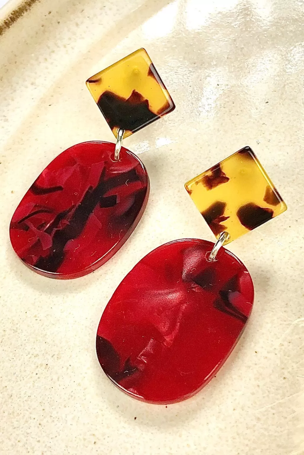 ALOË Red Marble Tortoiseshell Studs