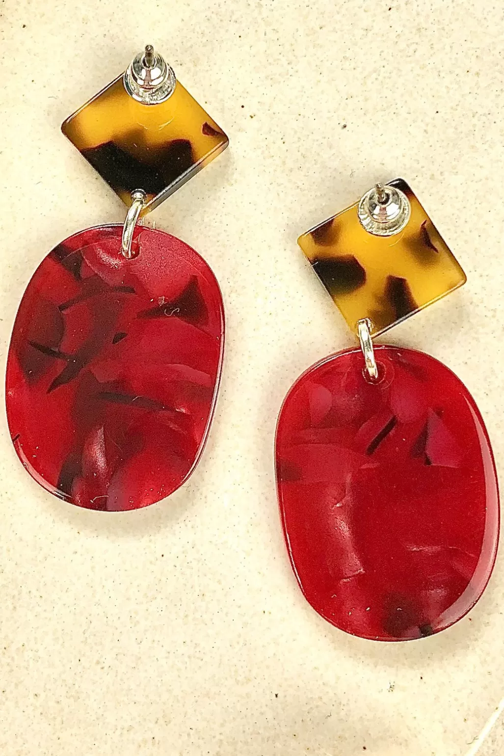 ALOË Red Marble Tortoiseshell Studs