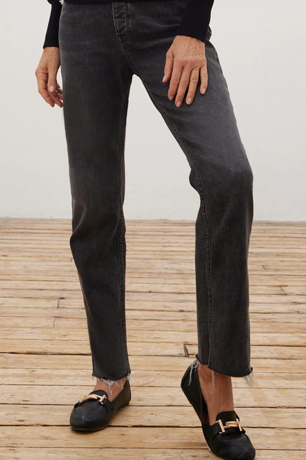 Reiko Milo Black Wash High Waisted Straight Jeans