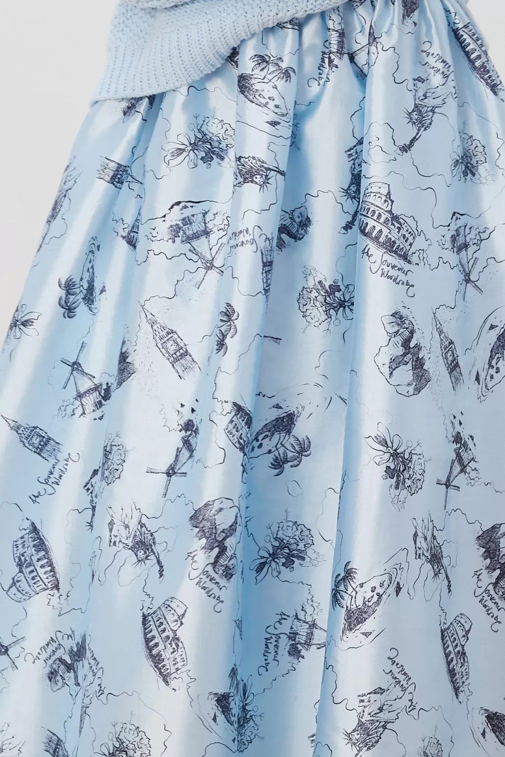 Stella Nova Juna Printed Blue Midi Skirt