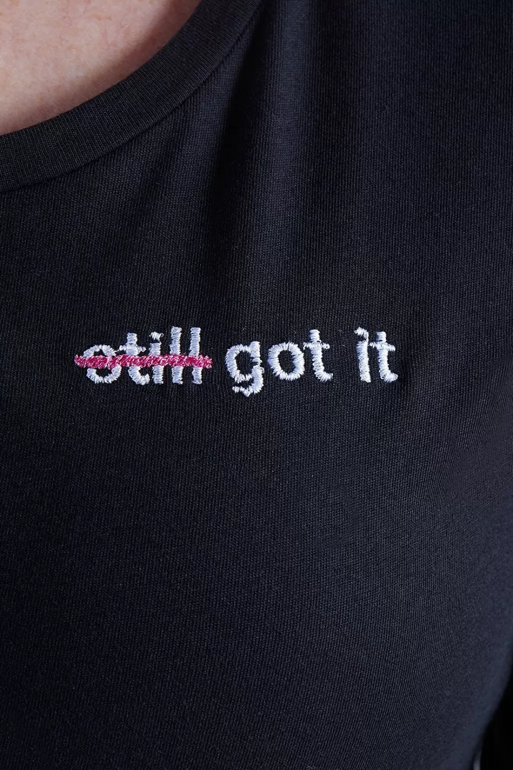 The Bias Cut Strike Out Ageism Charity Black Long-Sleeved T-Shirt (3 Slogan Options)
