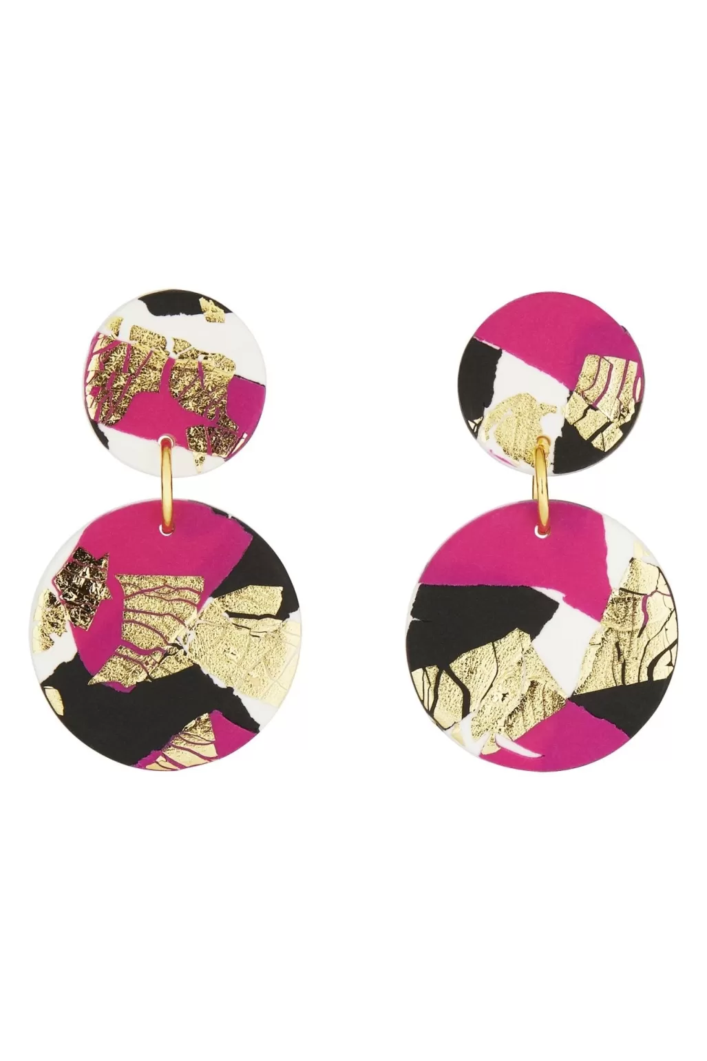 No Shrinking Violet Strike Out Ageism Charity Pink, Black & Gold Medium Earrings