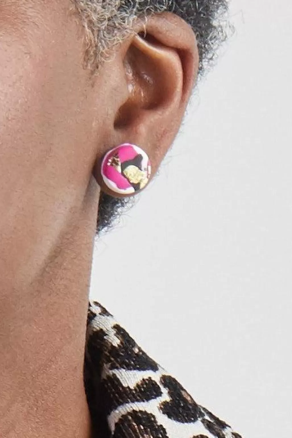 No Shrinking Violet Strike Out Ageism Charity Pink, Black & Gold Set Of 3 Stud Earrings